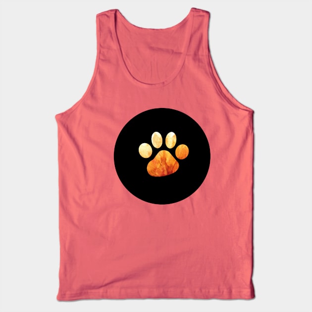 Paw Print - Fiery Orange Silhouette Tank Top by SophieStockArt